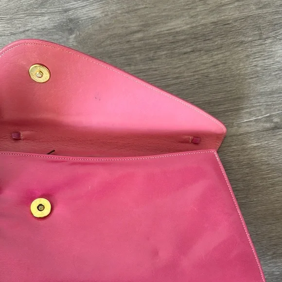 Vintage Mod Pink Goat Leather Clutch - Picture 3 of 16